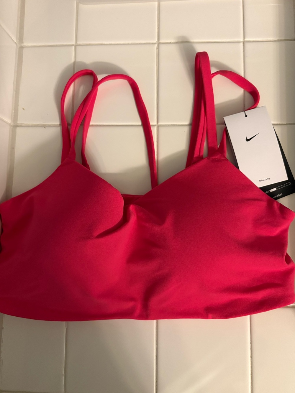 NWT Nike Zenvy Stappy Sports Bra Dri-Fit In Rush Pink XL $55